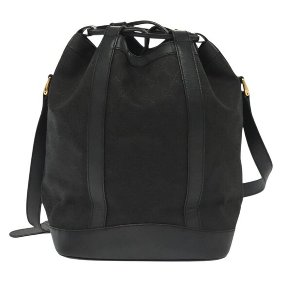 GUCCI GG Canvas Shoulder Bag Black Gold Auth 139771 - Picture 2 of 16